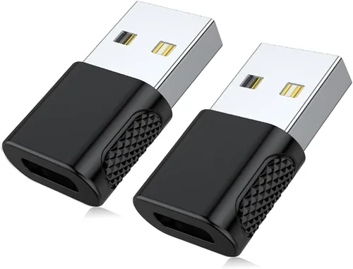 Adaptador USB-C hembra a USB-A macho (paquete de 2), carga rápida de 18 W, transferencia de datos de 480 Mbps, soporte de audio y CarPlay,