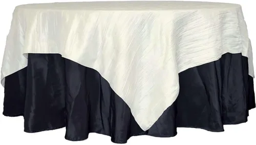 Miniatura 28 de Efavormart - Mantel cuadrado de tafetán arrugado de acordeón beige de 72 x 72 pulgadas