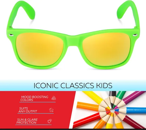 Miniatura 230 de Retro Rewind Lentes de sol para niños y niñas de 3 a 12 años, inastillables, UV400, lentes de sol para niños pequeños