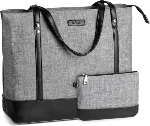 Miniatura 9 de VASCHY Bolsa de mano para laptop para mujer, grande de 15.6 pulgadas, bolsa para profesores, maletín para viajes, trabajo, negocios, oficina