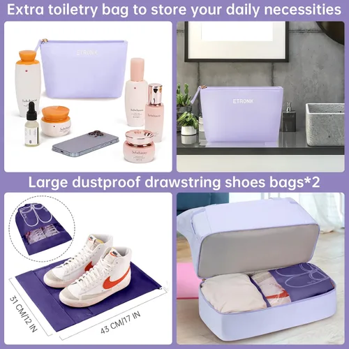 Miniatura 3 de Bolsa de viaje para mujer y hombre, púrpura, (E-Purple), Bolsa de fin de semana con puerto de carga USB