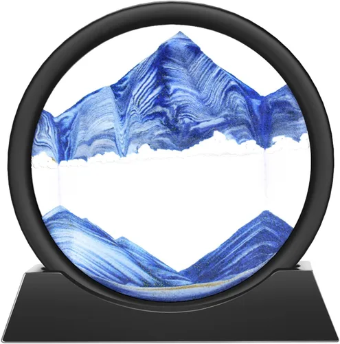 Miniatura 26 de Wai Danie - Cuadro de arena movediza 3D con forma de reloj de arena de mar profundo, pintura de movimiento líquido con marco de arena fluida Oro