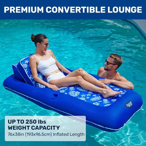 Miniatura 2 de Aqua Campania Ultimate 2-in-1 Pool Float Lounge – Extra Large – Inflatable Pool Floats for Adults with Adjustable Backrest & Cupholder Caddy