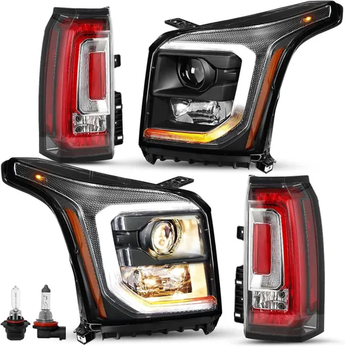 Miniatura 9 de SOCKIR Conjunto de faros delanteros y antiniebla para GMC YUKON SLT 2015-2020, SLE/Yukon XL SLT, SLE OE - Par de faros halógenos de fábrica, carcasa