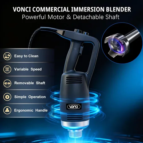 Miniatura 5 de VONCI Batidora de inmersión comercial de 750 W, mezclador de mano con eje desmontable de 18 pulgadas, velocidad variable 8000-19000RPM, hoja SUS