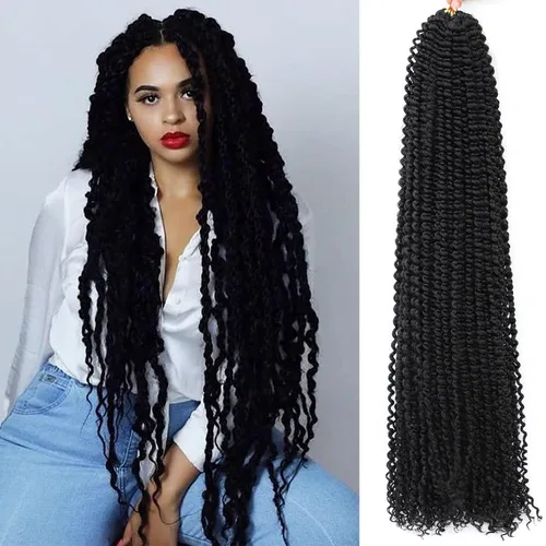 Miniatura 34 de Cabello Passion Twist de 24 pulgadas, 8 paquetes de cabello Passion Twist de ganchillo para mujeres, cabello trenzado Passion Twists largo bohemio