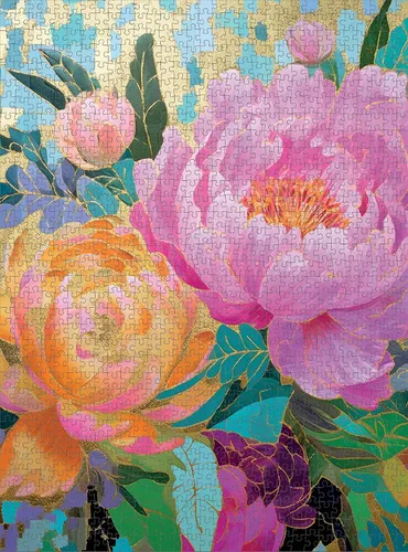 Miniatura 5 de Cross & Glory Rompecabezas para adultos de 1000 piezas Sueños de peonía dorada Rompecabezas de flores de mosaico para adultos de 1000 piezas