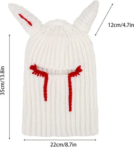 Miniatura 2 de Funny Horns - Gorro de punto creativo para Halloween, gorro de cara completa, máscara de esquí, resistente al viento, pasamontañas