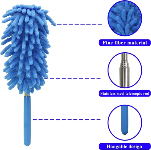 Miniatura 3 de Plumero de microfibra, plumero de mano de microfibra, herramienta de limpieza de microfibra lavable, plumeros extensibles para limpieza de oficina