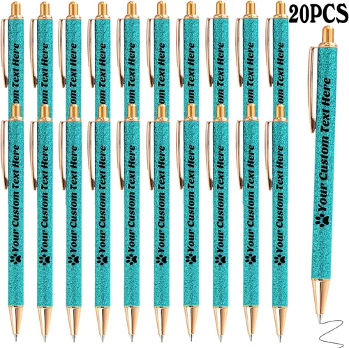 Miniatura 39 de 10 bolígrafos personalizados con purpurina, bolígrafos impresos personalizados a granel, bolígrafos retráctiles de tinta negra para graduación