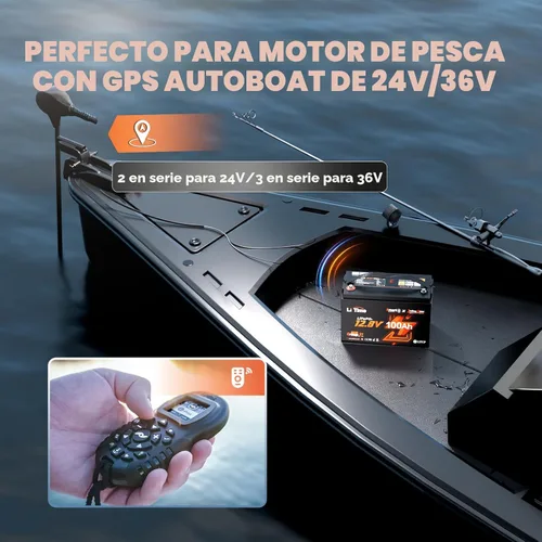 Miniatura 5 de Litime Batería LiFePO4 para motores de trolling de 12V 100Ah (Grupo 31), baterías de litio Bluetooth de 12 voltios, máx. 15000 ciclos profundos