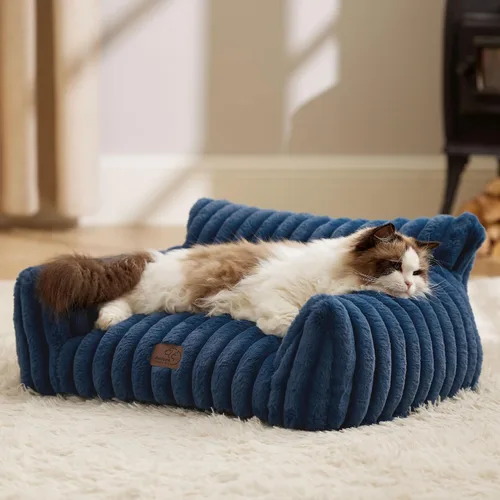 Miniatura 24 de Bedsure ComfyFleece Lindo sofá para gatos para mascotas, camas esponjosas para gatos con forro polar de pana suave de alta calidad, camas esponjosas