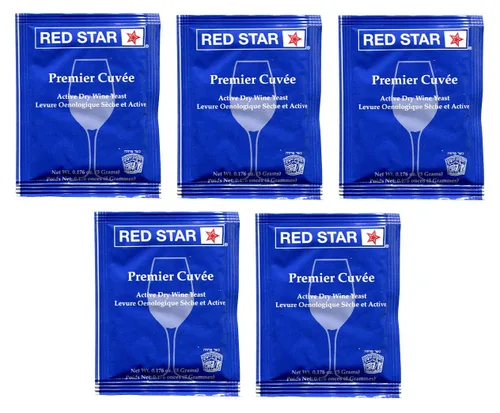 Red Star Premier Cuvee - Levadura de vino, paquete de 5, con garantía de frescura North Mountain Supply