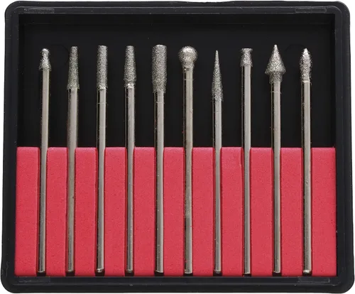 Miniatura 6 de The Beadsmith Juego de fresas – 10 piezas de puntas recubiertas de diamante – Grano 150 con vástagos de 0.093 in o 0.125 in – Uso en metal, vidrio