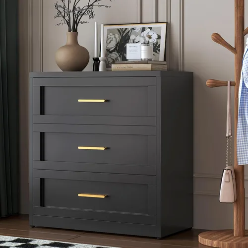 LCAOPC Cómoda metálica negra de 3 cajones para dormitorio, cómoda ancha para armario, cómoda de metal, cómoda y cómoda para sala de estar, pasillo,