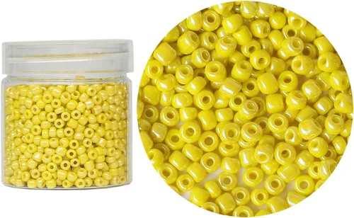 Bala&Fillic Cuentas de semillas de vidrio sueltas de color amarillo claro opaco de 0.157 in, alrededor de 1400 piezas/3.88 oz en caja 6/0, cuentas