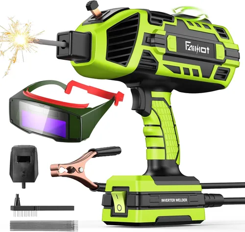 Máquina de Soldadura Portátil 110V con Gafas de Oscurecimiento Automático: Pistola de Soldadura IGBT Inversor ARC Soldador de Palo - 5 Ajustes de