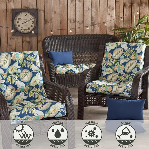 Miniatura 6 de Greendale Home Fashions - Cojín para silla de respaldo alto para exteriores de 44x22 pulgadas (2 unidades), diseño floral de magnolia Magnolia Floral