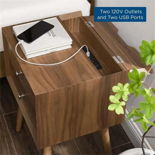 Miniatura 9 de Modway EEI-4343-WAL-WAL Mesita de noche de madera de brasa, nogal