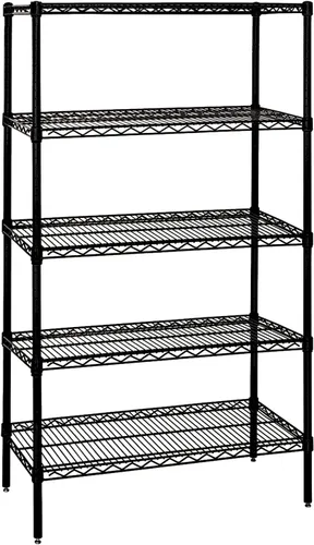 Miniatura 43 de Quantum Storage Systems WR74-1824BK Kit de inicio para estantería de alambre de 4 niveles de altura de 74 pulgadas, acabado negro, 18 pulgadas