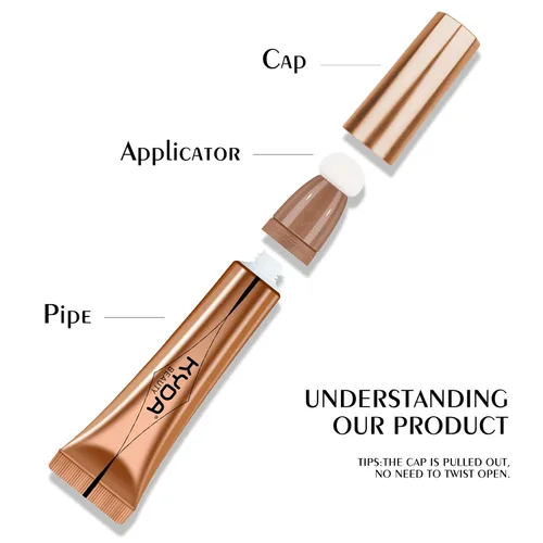 Miniatura 3 de KYDA Varita iluminadora líquida, iluminador facial brillante para construir, resaltador brillante, bronceador, cobertura suave mezclable con Dorado