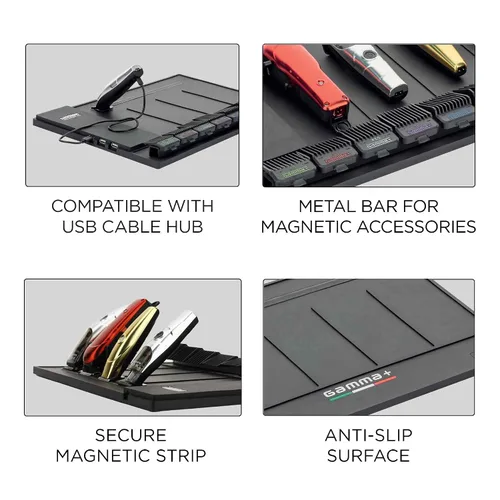 Miniatura 5 de GAMMA+ Alfombra magnética profesional para aparatos de peluquería y organizador de estación, antideslizante, herramientas duraderas para peinar