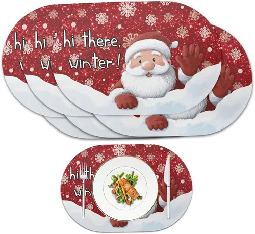 Miniatura 24 de Blue Flower Dining Table Mats Set of 2 Hummingbird Heat Resistant Placemats Washable and Wipeable Non Slip Place Mat, Waterproof Modern Dining Table