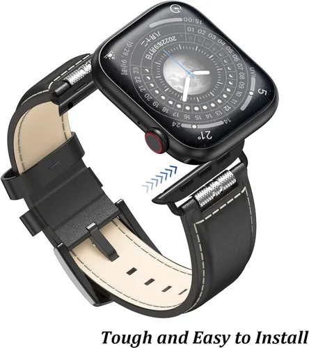Miniatura 2 de Caseultra Correas de cuero compatibles con Apple Watch Band 1.929 in 1.772 in 1.732 in 1.654 in 1.614 in 1.575 in 1.496 in para hombre, correa
