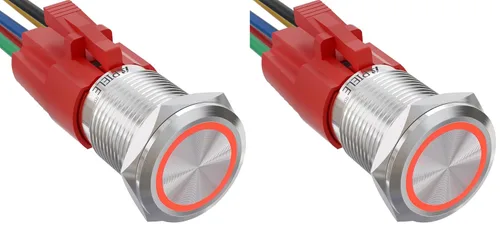 Miniatura 15 de APIELE - Interruptor de botón de encendido de pestillo de 16mm, 12 V CC, carcasa negra con cabeza de ojo de ángel LED para orificio de montaje