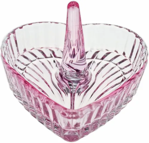 Miniatura 7 de Gaolinci Caja de almacenamiento de vidrio de cristal en forma de corazón con relieve Caja de joyería Caja de dulces con tapa - Ámbar