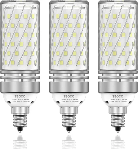 Miniatura 9 de Bombillas LED E12, bombillas de araña de 12 W, 6000 K, luz blanca diurna, equivalente a 1200 lúmenes, 100 W, bombillas de ventilador de techo