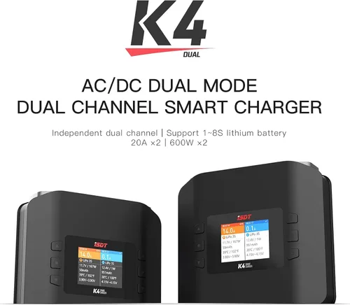 Miniatura 3 de ISDT Cargador de batería K4 Dual Lipo Descargador 1~8S RC Cargador de batería AC 400W DC 600Wx2 para la vida, Lilon/Hv, Pb, NiMH/Cd Cargador