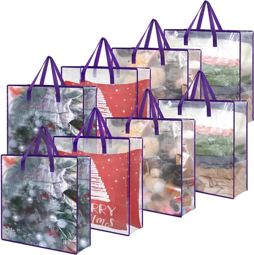 Miniatura 9 de 8 bolsas transparentes de almacenamiento de coronas de 26 pulgadas, contenedor de guirnaldas, guirnalda de puertas, soporte de almacenamiento de Gris