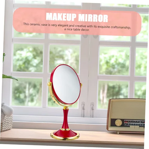 Miniatura 2 de Homoyoyo Espejo de maquillaje con aumento Espejo de escritorio Espejo de maquillaje Lupa Miss Simple Acero inoxidable Tocador Espejo Interior Chica