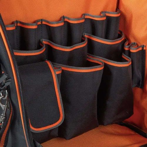 Miniatura 12 de Klein Tools 55482 Mochila para herramientas, organizador de herramientas resistente Tradesman Pro con 21 bolsillos e interior grande, resistente al