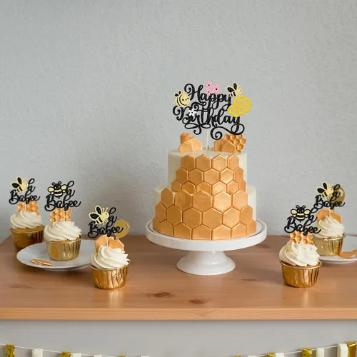 Miniatura 5 de 24 adornos para cupcakes de abejorro con purpurina Oh Babee, decoraciones para temática de abejas, baby shower, niños, suministros de decoración