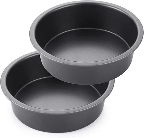 Miniatura 12 de HONGBAKE Molde redondo para hornear pasteles, 8 pulgadas, moldes para galletas poco profundos, moldes para pasteles en capas con agarres más anchos