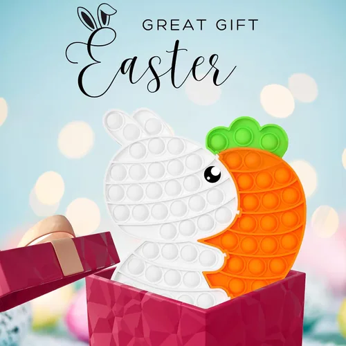 Miniatura 6 de Juguete sensorial para ansiedad de conejo de Pascua, juguete sensorial de burbujas para reventar burbujas, rompecabezas popper, regalos de Pascua