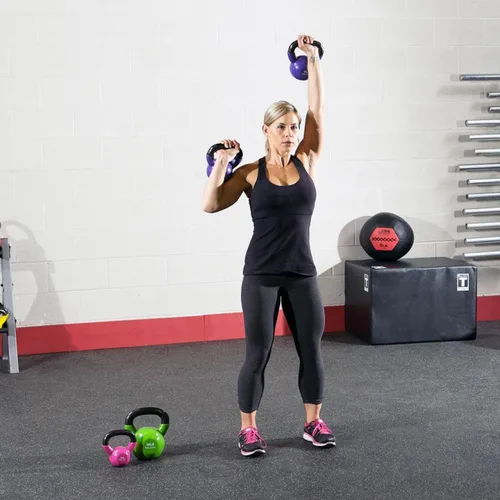 Body-Solid Pesas rusas recubiertas de vinilo con asas de agarre de hervidor, pesas rusas perfectas para entrenamiento con pesas y equipos de