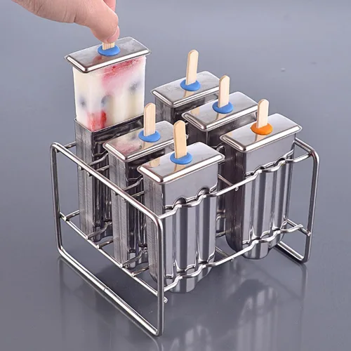 Miniatura 8 de Molde de paletas de acero inoxidable 304 con soporte de paletas de acero inoxidable, base de bastidor, molde para paletas de hielo, moldes
