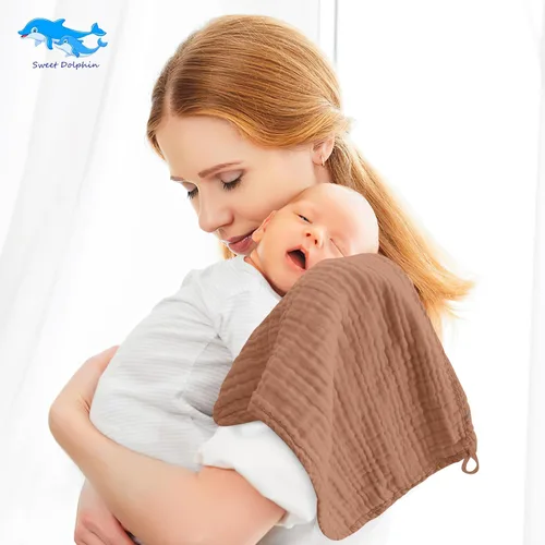 Miniatura 2 de SWEET DOLPHIN - Paquete de 12 paños de muselina para eructos, grandes, 100% algodón, ropa para eructar para bebés, absorbente y suave, para niños