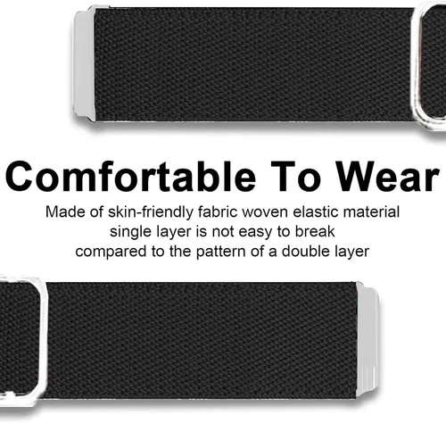 Miniatura 6 de Lamshaw Compatible con TOZO S3 - Correa de repuesto ajustable de nailon elástico compatible con TOZO S3, S5 Smart Watch Negro