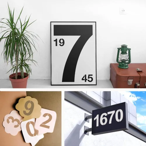 Miniatura 2 de Juego de plantillas de números grandes de 8 pulgadas, juego de plantillas de números de dirección de 0 a 9, plantillas de pintura de números de 7.9