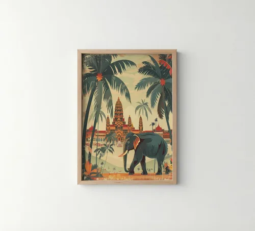 Miniatura 43 de Póster de paisaje, arte de pared retro vintage, galería de pintura de la naturaleza 22 (montañas Ades, 11 x 14 pulgadas, marco negro)