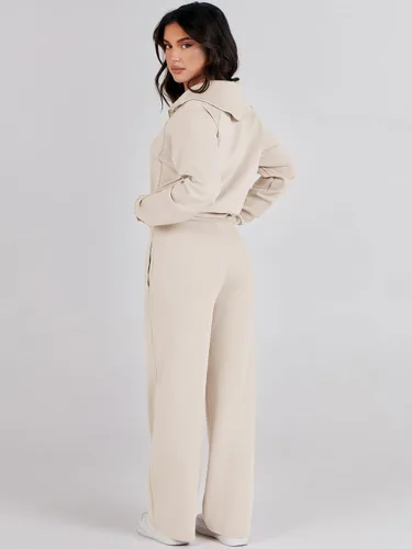 Miniatura 5 de Prinbara Conjunto de 2 piezas para mujer, conjunto de descanso para otoño, sudadera de gran tamaño, pantalón de pierna ancha, casual, conjunto