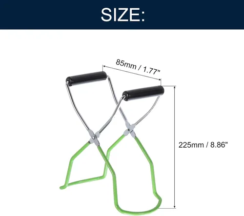 Miniatura 2 de uxcell 1 pinza elevadora de tarros de conservas, elevador de tarro galvanizado con mango de goma para un agarre seguro, color negro