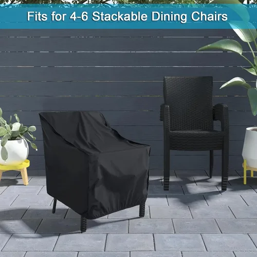 Miniatura 5 de WOMACO Funda apilable para silla de patio, impermeable, para exteriores, con respaldo alto, resistente al agua, para muebles de exterior, protector