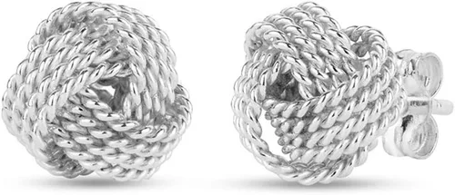 Miniatura 2 de LeCalla Aretes de plata de ley con nudo de amor, aretes ligeros de diseño italiano trenzado para mujer