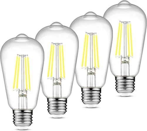 Ascher Bombillas LED Edison vintage, 6 W, equivalente a 60 W, no regulable, luz diurna 5000 K, 700 lúmenes, bombillas de filamento LED antiguas ST58