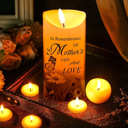 Miniatura 2 de Gerrii Regalos de condolencias por la pérdida de la madre, velas LED sin llama, de 3 x 6 pulgadas, velas conmemorativas en recuerdo de mi madre